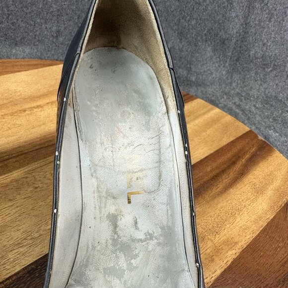 Chanel Womens Pumps Blue Leather Sz 36/6 Mark Punch CC Logo Heels Square Toe - Picture 14 of 16